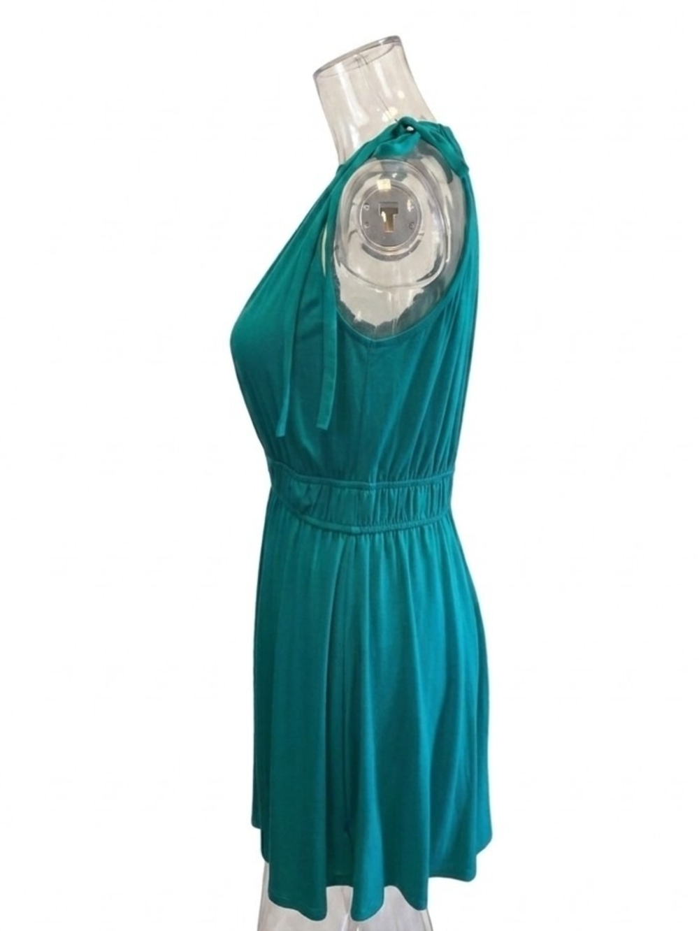 Magnolia Teal Halter One-Shoulder Tie-Waist Dress - Picture 3 of 5